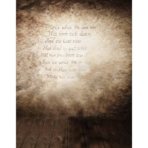 5x7ft Wooden Floor Poem Old Wall Photography Backdrops Photo Props Studio Background