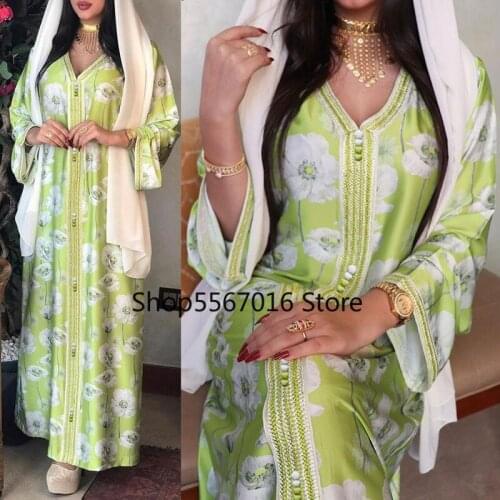 Abayas For Women Dubai Muslim Wedding Party Long Dresses Bohemian Floral Kaftan Moroccan Turkey Malaysia Kimono 2021 Clothing