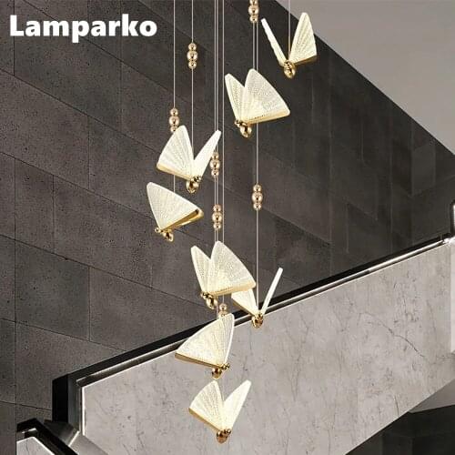 Nordic Acrylic Pendant Light Fixture LED Ceiling Chandelier Lighting Decorative Butterfly Ceiling Lamp Dining Room Hanging Lamp