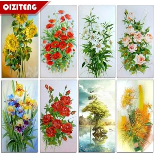 QIZITENG 5D Diy Flower Diamond Painting Square/Round Diamond Embroidery Still Life Home Decoration Mosaic Kit Home Decoration