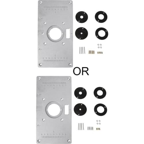 Aluminum Router Table Insert Plate w/ 4 Rings Screws For Woodworking Benches
