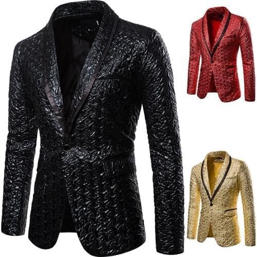 Black Shiny Blazer Men Slim fit Graduation Party Prom Jacket for Men Night Club Performance Suit Tops Shawl Lapel Dress Tuxedo