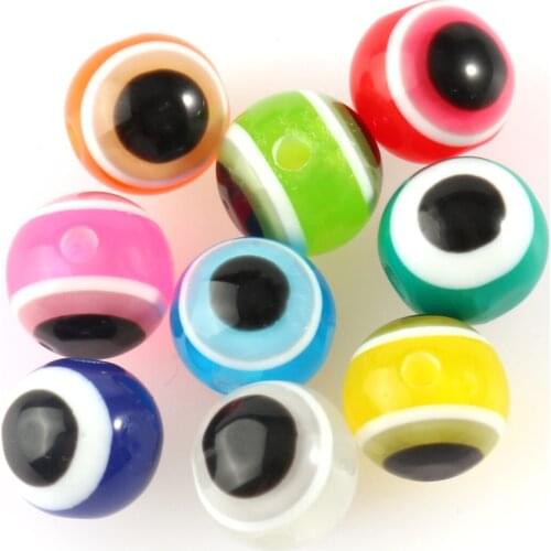 100pcs 6/8/10mm Mixed Color Evil Eye Acrylic Bead Round Spacer Loose Beads For Jewelry Making DIY Bracelets Necklaces Supplies