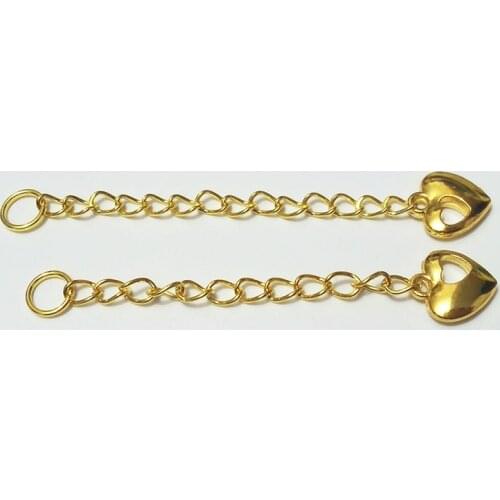 Heart shape kit jewelry findings necklace ends extended extension chains tails tags charms pendant bracelet connector jump rings