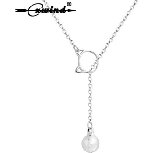 Cxwind Fashion Animal Cat Ears Chain Pendant Necklace Choker Long Necklaces for Women Hollow Cats Collar Jewelry Gift