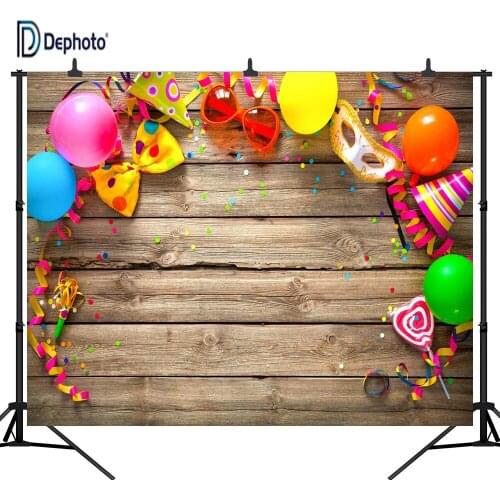 DePhoto Carnival Frame Birthday Party Items Wooden Wall Pictorial Cloth Photography Background Vinyl Backdrop PCK09