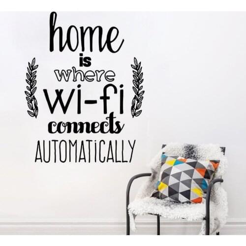 Home Decor Home Is Where Wifi Connected Quote Wall Decals Living Room Vinyl Wall Stickers Family Love Design Wall Mural AY1065