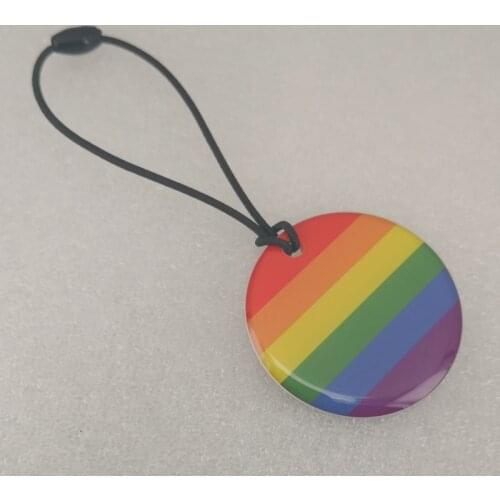 Elastic Rope LGBT Gay Pride Rainbow Pendant Keychain