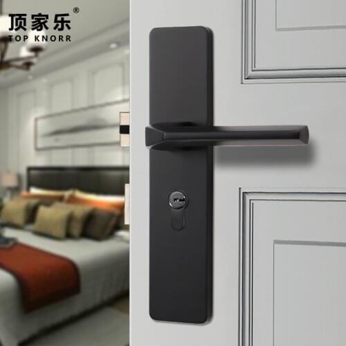Zinc alloy door handle door lock European style bedroom living room door handle lock + 3 hinges + 1 door suction, hardware door