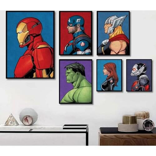 Marvel Avengers Poster Superheroes Print Comics Canvas Pictures Wall Art Painting Modern Kids Bedroom Living Room Decor