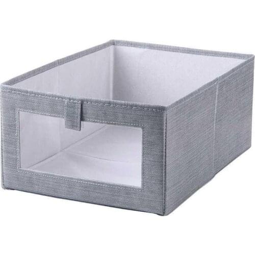 Cotton Linen Storage Box With Visible Window Clothes Socks Toy Snacks Sundries Organizer Set Fabric Boxes Cosmetics Household