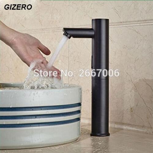 GIZERO Hotel Oil Rubbed Bronze Black Countertop Auto Hand Touchless Sensor Faucet Water Saving Tap Infrared Sensor Tap ZR8024