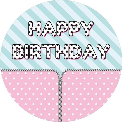 Doll Girl Happy Birthday Round Photographic Backdrops Stripe Dot for Photo Studio Background Baby Shower Wallpapers