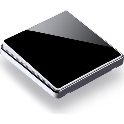 86mm Square Panel Luxury Glass Face Big Button Wall Switch Home Black 1 Gang Light Switch