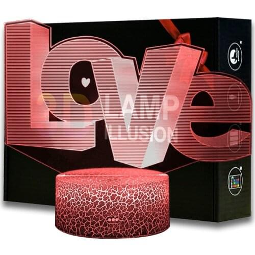 LOVE Letter Night Light Creative 3D illusion Deak Lamp Home Bedroom Decoration Lighting For Kids Parents Lovers Gifts Stuff