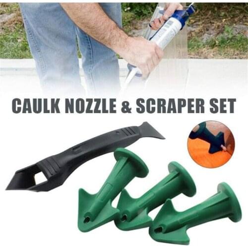 4pcs Caulk Nozzle Applicator Caulking Tool Set Sealant Nozzle Caulking Finisher Grout Scraper for Kitchen Bathroom Window Tiles