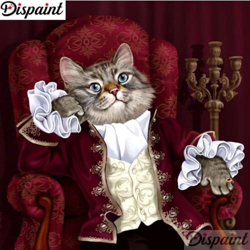 Dispaint Full Square/Round Drill 5D DIY Diamond Painting "Cartoon cat scenery" 3D Embroidery Cross Stitch 5D Home Decor A11473