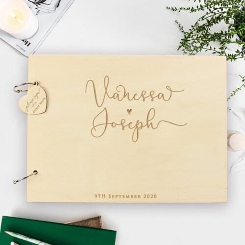 Wooden Wedding Guest Book Rustic Wedding Guestbook With Heart Engagement Anniversary Gift Wedding Sign Book