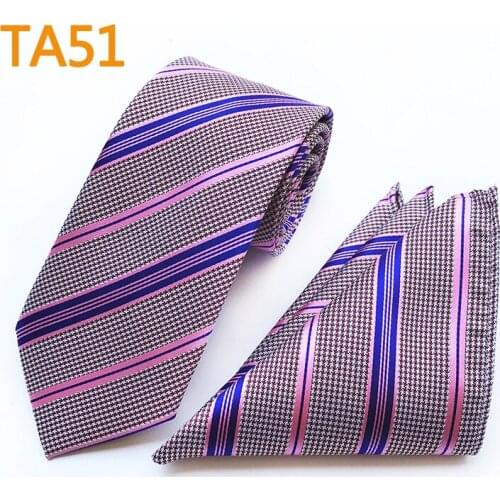 New Fashion Mens Ties Set Designer Striped Necktie with Woven Pocket Square