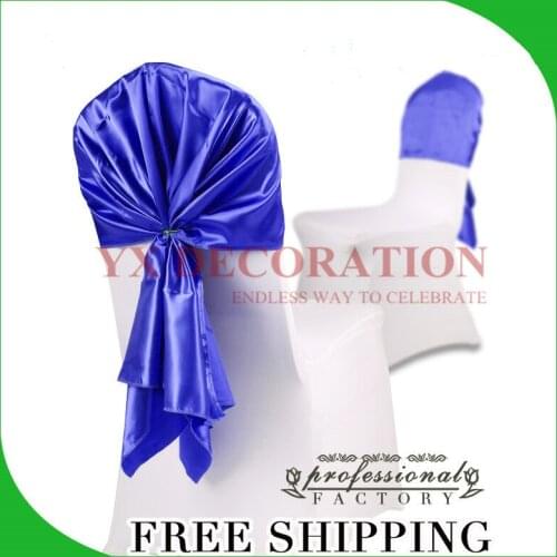 Wholesale Satin Chair Sash Tiw Bow Chair Cap Hood For Wedding Chair Cover Decoration