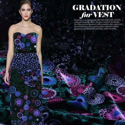 1 metre Autumn new soft printed real mulberry dress silk velvet fabric
