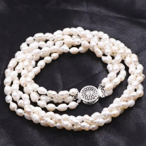 Natural Pearl Necklace Statement Women Twining Collier Pearls Beads Layer Necklaces Jewelry Bridal Female Wedding Gift 18"A735