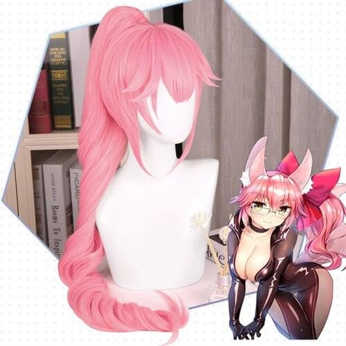 Japanese Game Fate Grand Order Fate EXTRA Cosplay Wig Tamamo no Mae Cosplay Wig Long Pink Synthetic wig Hair Costume Accessories