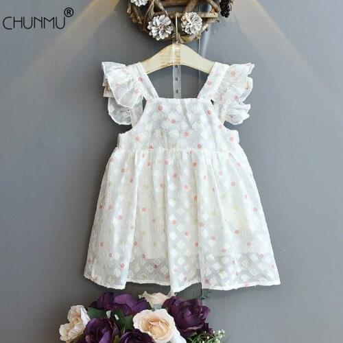 Girls Dress 2021 Summer Casual Clothing Fly Sleeve Polka Dots Print Kids Baby Princess Party Wedding Dresses Children Clothes