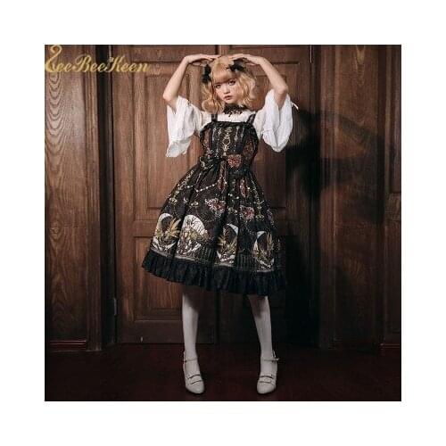 Lolita JSK Dress Anime Lolita Dress Girls Halloween Party Cosplay Costume Gothic Lolita Adult Red/Black Gorgeous Lolita F Women