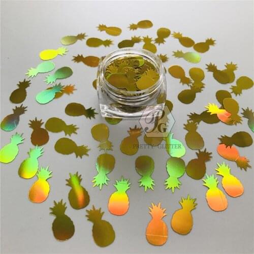 PrettyG 1 Box Pineapple Ananas Shape Holographic Glitter for Resin DIY Making Art Craft Nail Makeup Decoration Accessories