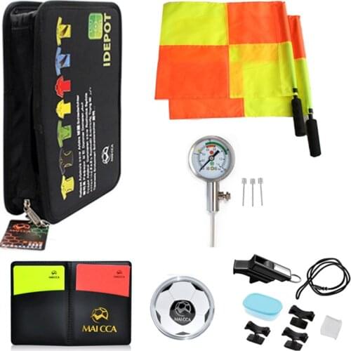 Professional Football Referee Bag with Flag Whistles Cards Coin Barometer Soccer Referee Bag Wallet Set Sports Equipment