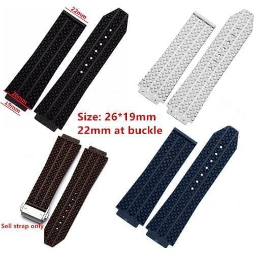 Nature Silicone Rubber Watchband 26mm x 19mm for Hublot for Big Bang Watch Band Convex Strap Wrist Belt Bracelet Black Blue Logo