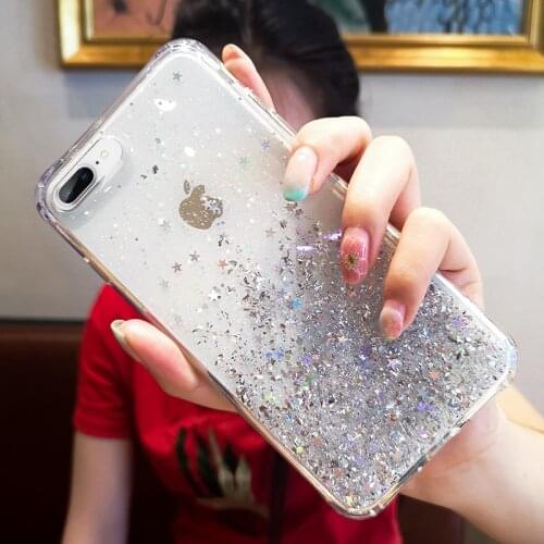 Luxury Crystal Sequins Glitter Phone Case for iPhone X XR XS Max Soft Silicone Cover for iPhone 7 8 6 S 6S Plus Transparent Case