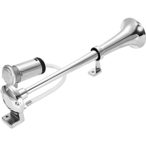 Silver 17 Inch 150DB Loud Car Air Horn 12V 24V 180 Hertz Single Trumpet Compressor Bocina For Trucks Cars Automobiles