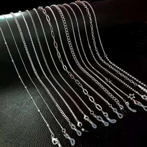 Silver Fashion Sunglasses Mask Eyeglasses Chains Lanyard Anti Lost Holder Necklace For Women Men Metal Crystal Wholesale