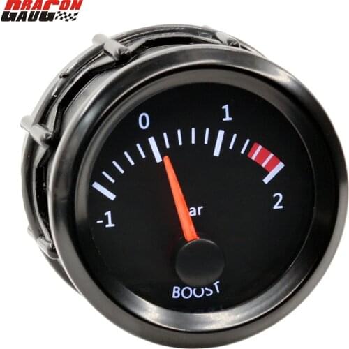 Dragon 52mm Stepper Motor White LED Backlight Auto Car Boost Gauge -1~2 Bar Turbo Clock Meter Instrument