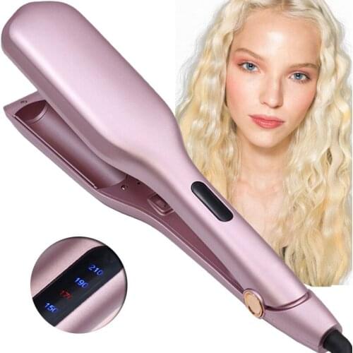 Professional Deep Wave Iron Hair Curler Volume Styler Pink 28mm Ceramic 2 Barrel Waver Hair Curling Iron Fast Heat Styling Tools