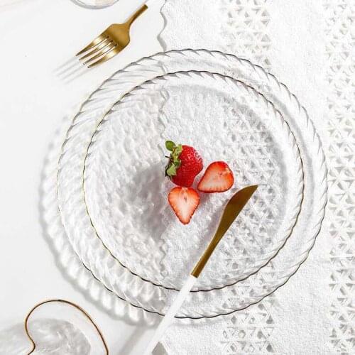 Japanese transparent gilt edge steak plate fruit salad dessert plate western dessert plate dessert decorative plate tableware