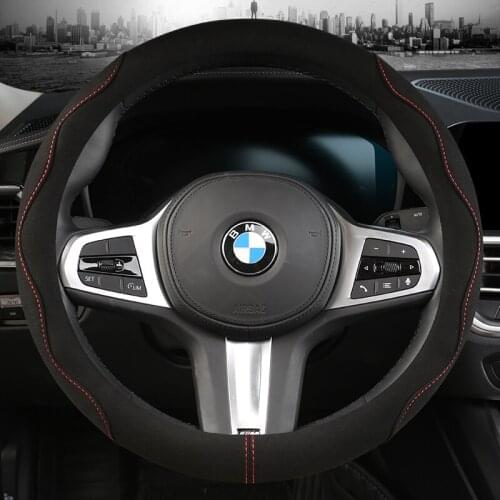 38CM Suede Cow Leather Car Steering Wheel Cover for BMW X1 X2 X3 X4 E84 F84 F39 E83 F25 G01 F97 F26 G02 F98 Auto Accessories