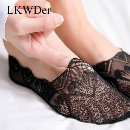 LKWDer 6 Pairs 2020 New Womens Mesh Lace Socks Deep Mouth Sexy Lace Boat Socks Women Breathable Comfort Fashion Girls Sox Meias