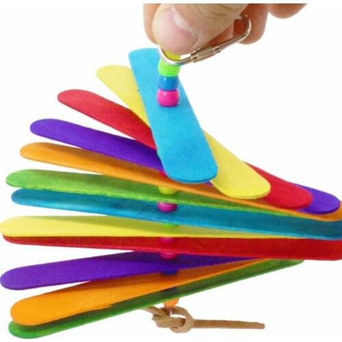 1 pcs Parrots 10cm*20cm size Bite Hanging BirdCage Accessories Wheel String Birds Toys Colorful Wooden Parrot Toys for Bird toys