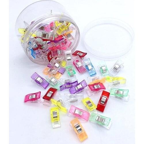 100 Pcs/box Mix Colors Plastic Fabric Clips for DIY Craft Sewing Knitting Plastic Sewing Clips Holder for DIY Patchwork