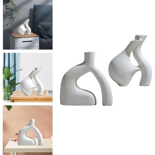 2pcs Elegant Ceramic Vase Simplest Decorative Studio Bookcase Centerpiece