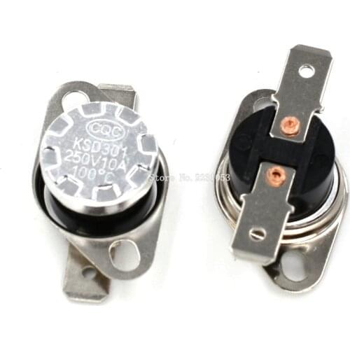 2PCS/LOT KSD301 100 degree Normal Close NC Temperature Controlled Switch Thermostat 250V 10A