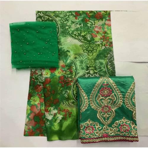 2020 High Quality 100% Cotton Embroidery 2+5+2 Yards Lace Fabric 3 Piece Set For Womens Dresses! LXF20661