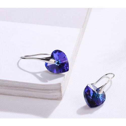 2021 Trend Love Heart Crystal Drop Earrings For Women Girlfriend Mother Bijoux Jewelry Wedding Gifts Multi Colors Options