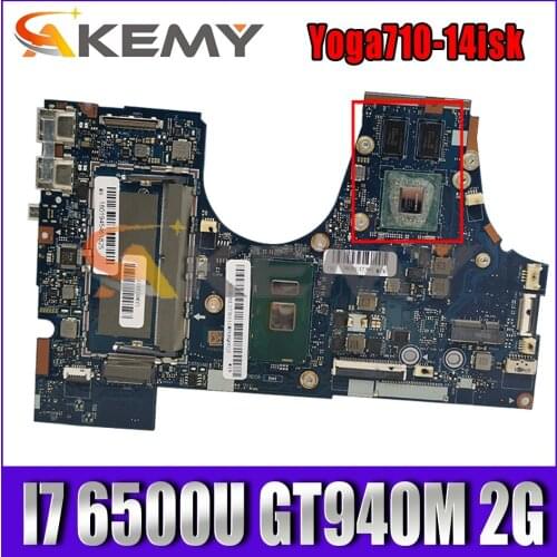 Akemy For Lenovo Yoga710-14isk Yoga 710-14iSk BIUY2_Y3 LA-D471P Laptop Motherboard CPU I7 6500U GT940M 2G 100% Test OK