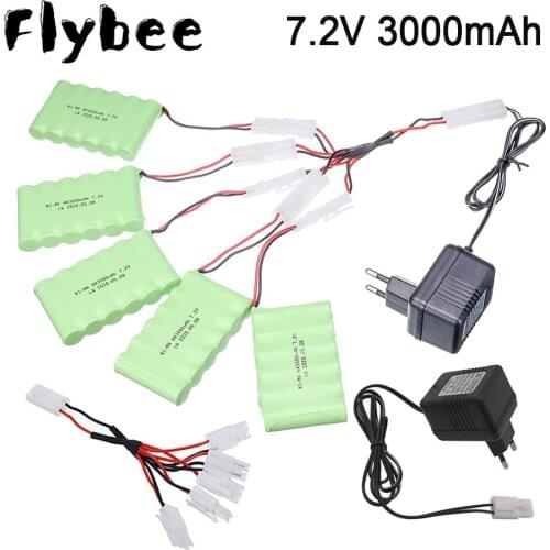 7.2v Ni-NH Battery And Charger Set For RC toy Car model RC Tanks truck Robots AA 7.2v 3000mah Rechargeable Battery Pack Timaya