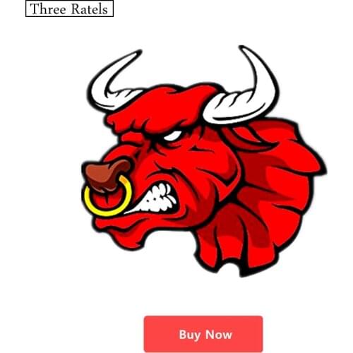 Three Ratels TZ-187 15.8*15cm 1-2 pieces angry bull head red vinyl car sticker car stickers
