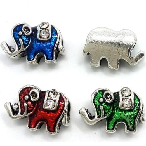 Free shipping new 50pcs 15x10x7mm color plated elephant rhinestone beads fit European bracelet DIY